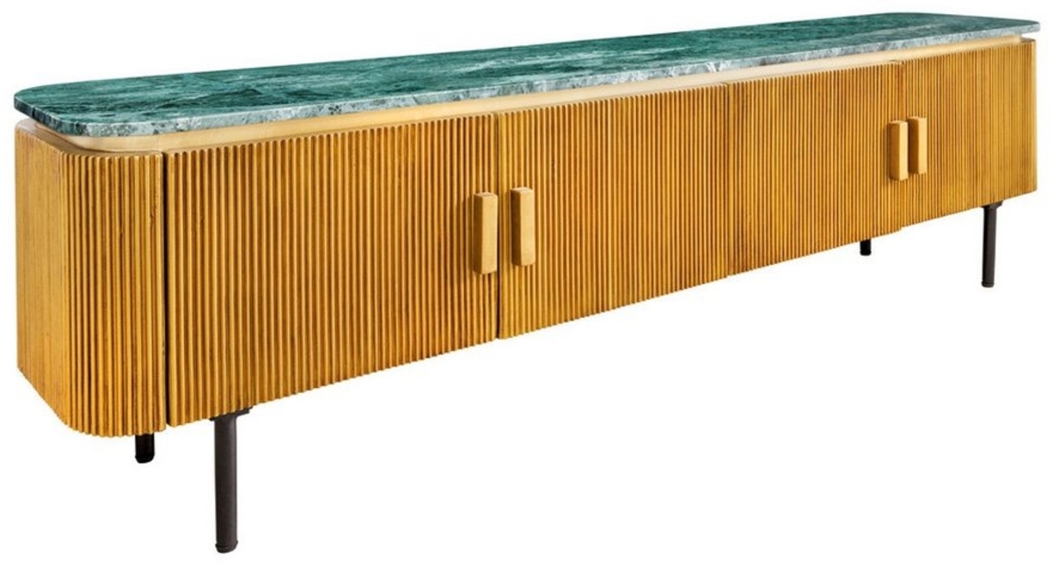 riess-ambiente TV-Board VENEZIANO 160cm messing / grün · Mangoholz-Lowboard mit Marmorplatte (Einzelartikel, 1 St), Retro-Design · Massivholz · Soft Close · Stauraum · grüner Marmor Bild 1