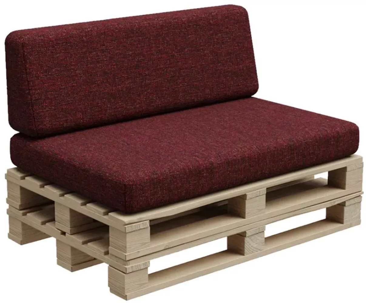 Gutekissen®, Palettenkissen, Palletenpolster, Gartenkissen, Palettenauflagen, Sofa, Kissen, Polster, Auflagen Indoor Outdoor PFBG (Set (120x80 + 120x35), Bordeauxrot) Bild 1