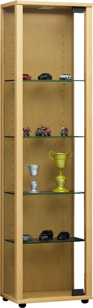 Vitrinenschrank Glas Vitrine Standvitrine Wohnzimmer LED Schrank Buche Dekor Bild 1