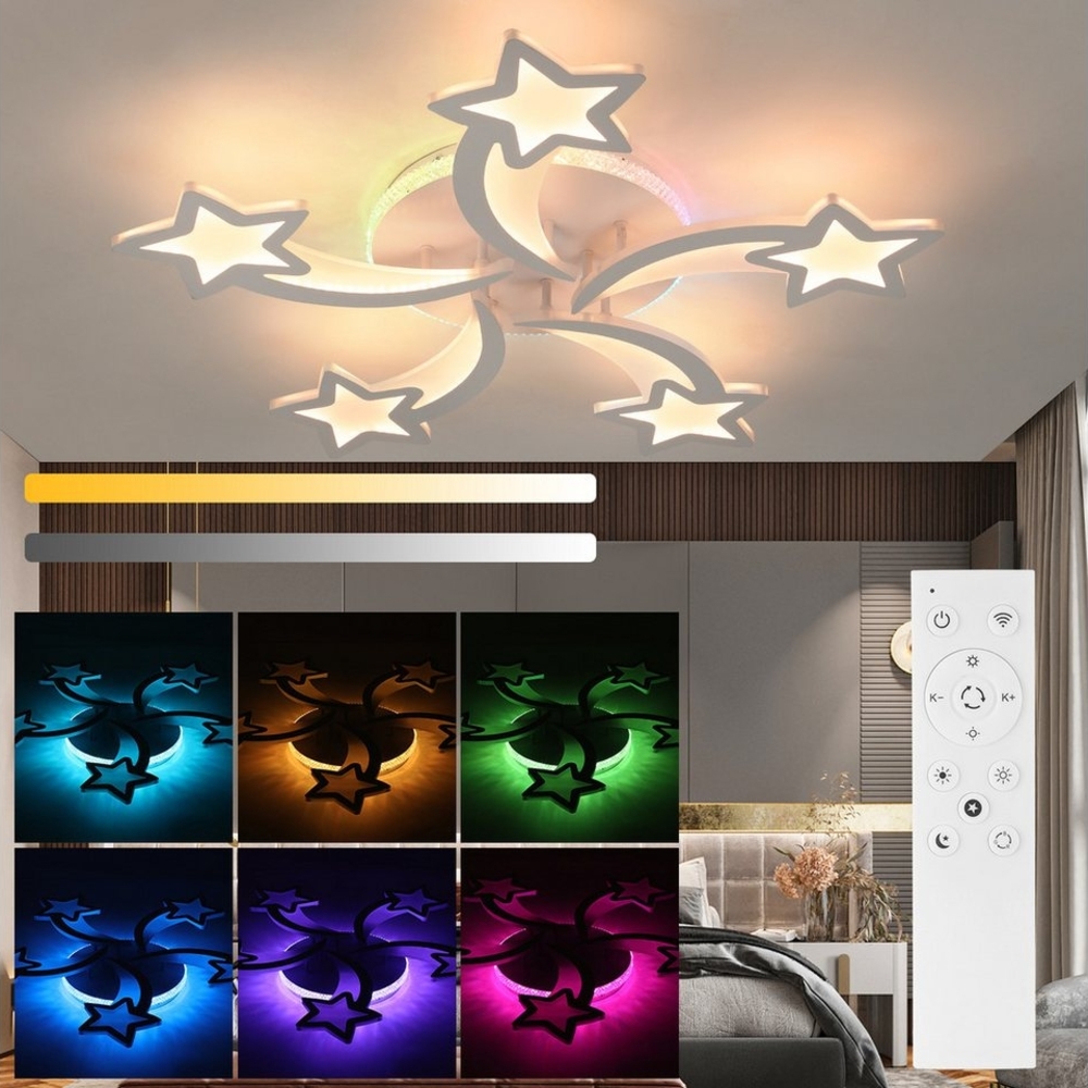 LETGOSPT LED Deckenleuchte 30W/ 54W Deckenleuchte Kinderzimmer Lampe Decke, Stern Deckenlampe, LED fest integriert, Kaltweiß, Naturweiß, Warmweiß, Moderne Lampen Schlafzimmer Bild 1