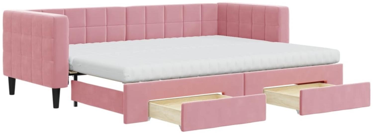 vidaXL Tagesbett Ausziehbar mit Schubladen Rosa 80x200 cm Samt 3196759 Bild 1