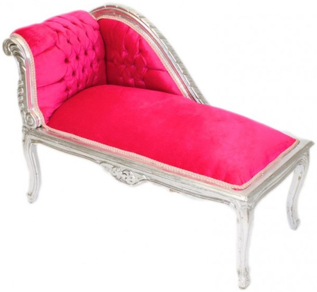 Casa Padrino Barock Kinder Chaiselongue Pink / Silber Mod2 - Tron Barock Möbel Bild 1