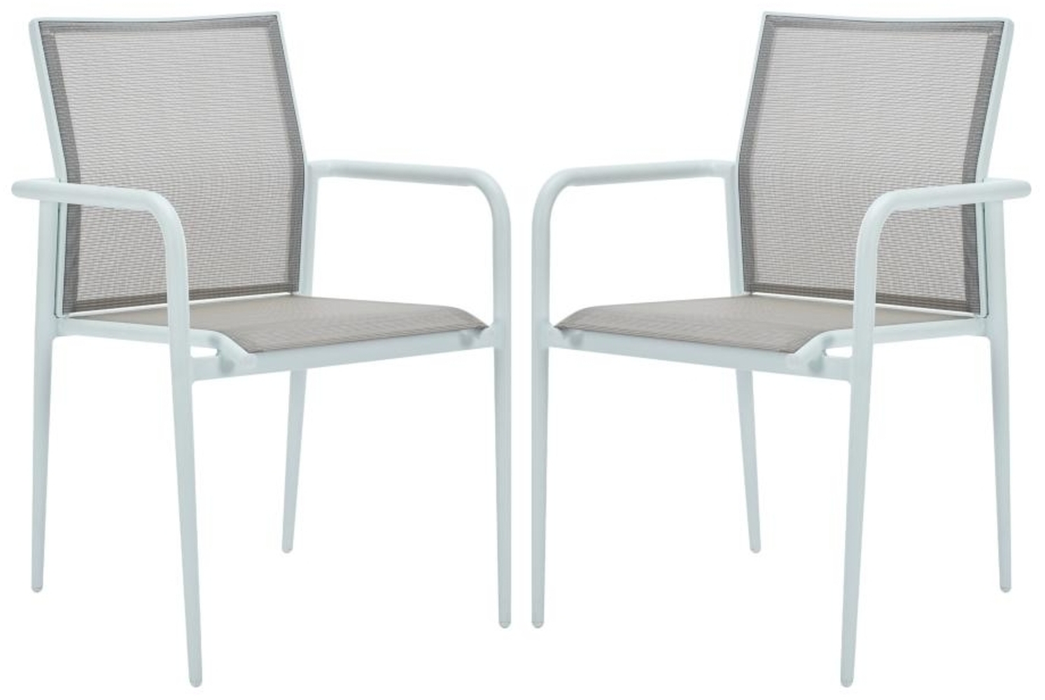 Vente-unique - Gartensessel 2er Set stapelbar - Aluminium & Textilene - Hellgrau & Weiß - YOHA von MYLIA Bild 1