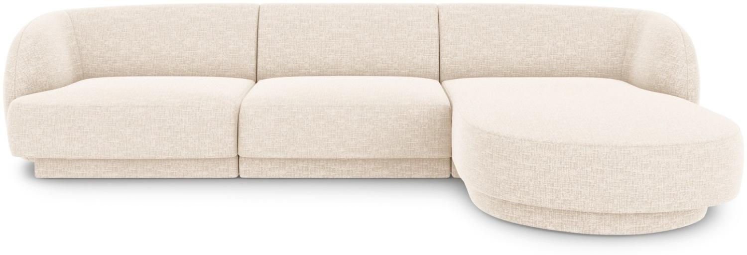 Micadoni 4-Sitzer Samtstoff Ecke rechts Sofa Miley | Bezug | Beinfarbe Black Plastic, Helles Beige Bild 1