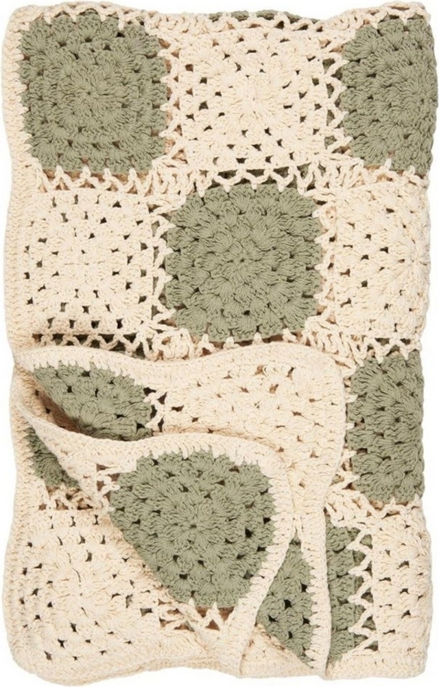 Wohndecke Plaid gehäkelt Karomuster, Ib Laursen Bild 1