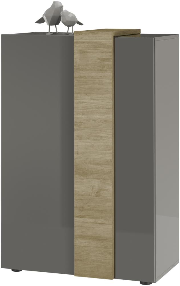 Highboard Positano in grau Hochglanz und Eiche 78 x 116 cm Bild 1