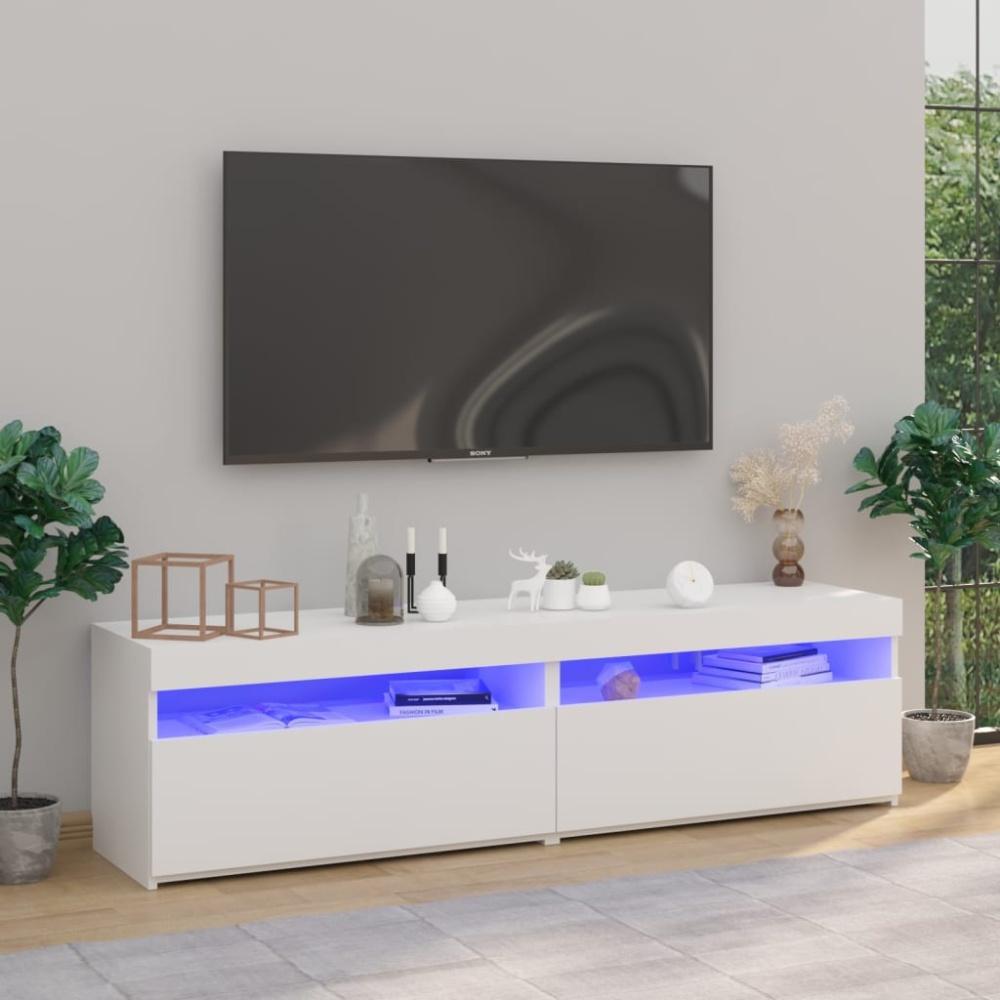 vidaXL TV-Schränke 2 Stk. mit LED-Leuchten Weiß 75x35x40 cm 804392 Bild 1