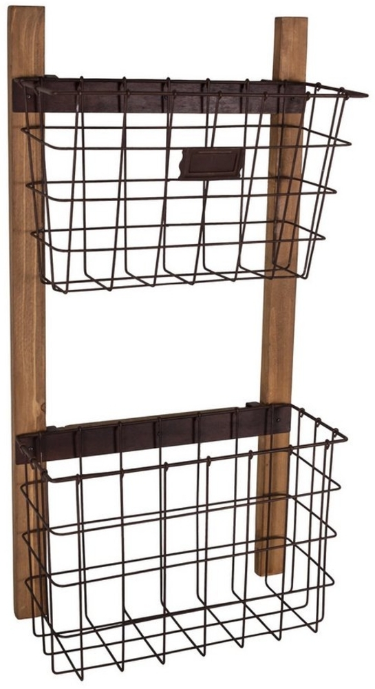 Antic Line Wandregal Hängeregal mit 2 Körbe Industrial SEB17546 Bild 1