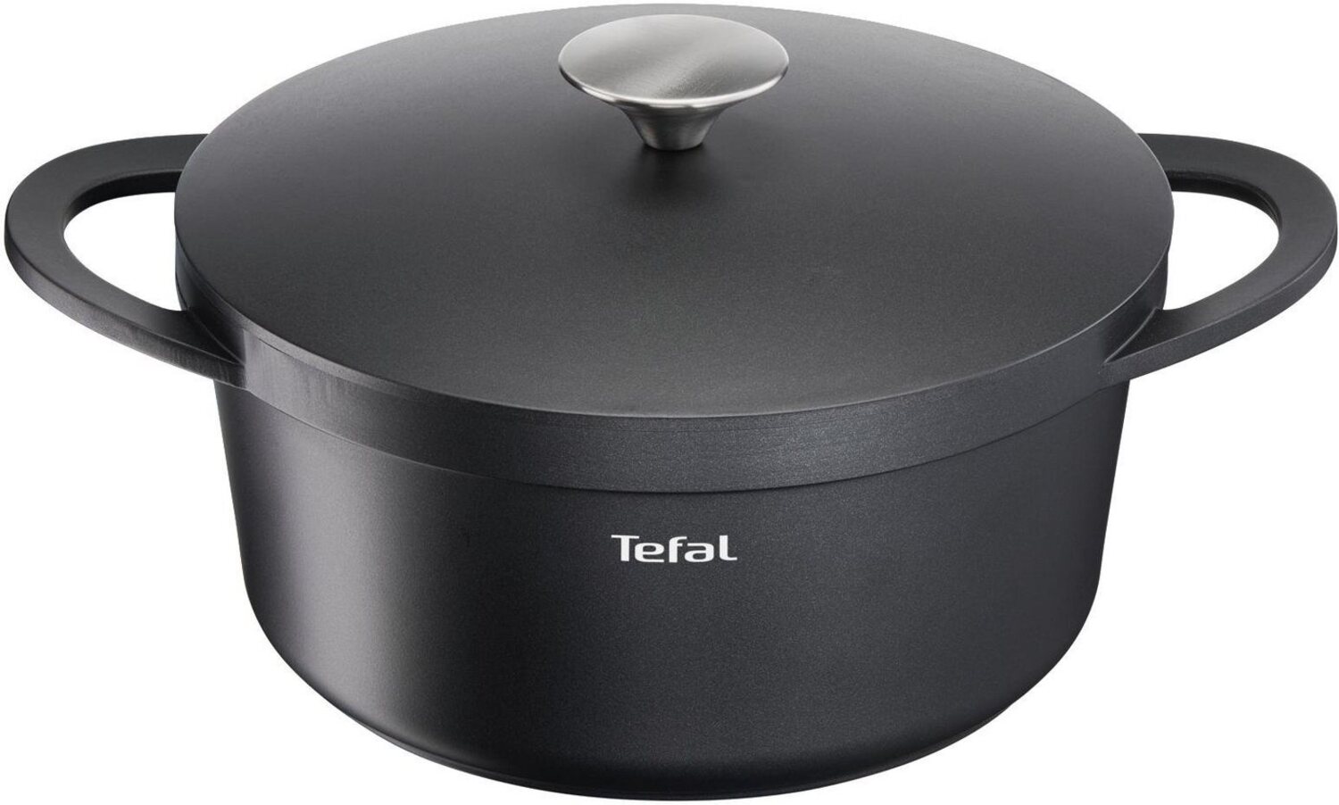 TEFAL TRATTORIA E21846 Schmortopf 24 cm | Aluguss | Gussdeckel | Antihaft-Beschichtung | gute Wärmespeicherung | Schmorgerichte | Silikon Griffschutz | Bratentopf | induktionsgeeignet, Schwarz Bild 1