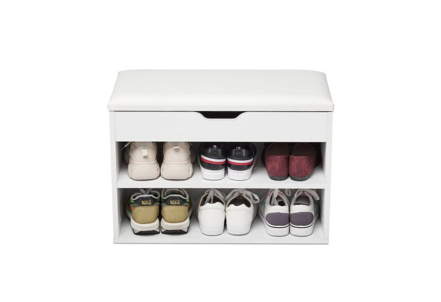 Mondeer Schuhbank Schuhhocker, Schuhhocker mit Sitzfläche für 8 Paar Schuhe, Weiß Bild 1