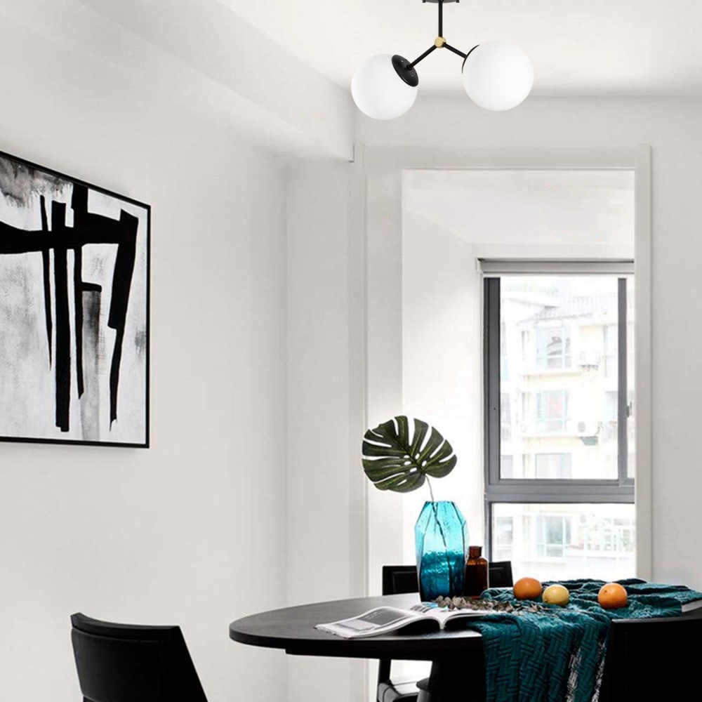 Vente-unique - Deckenleuchte mit 2 Leuchten - 44x28 cm - Weiß & Schwarz - DAMAR Bild 1