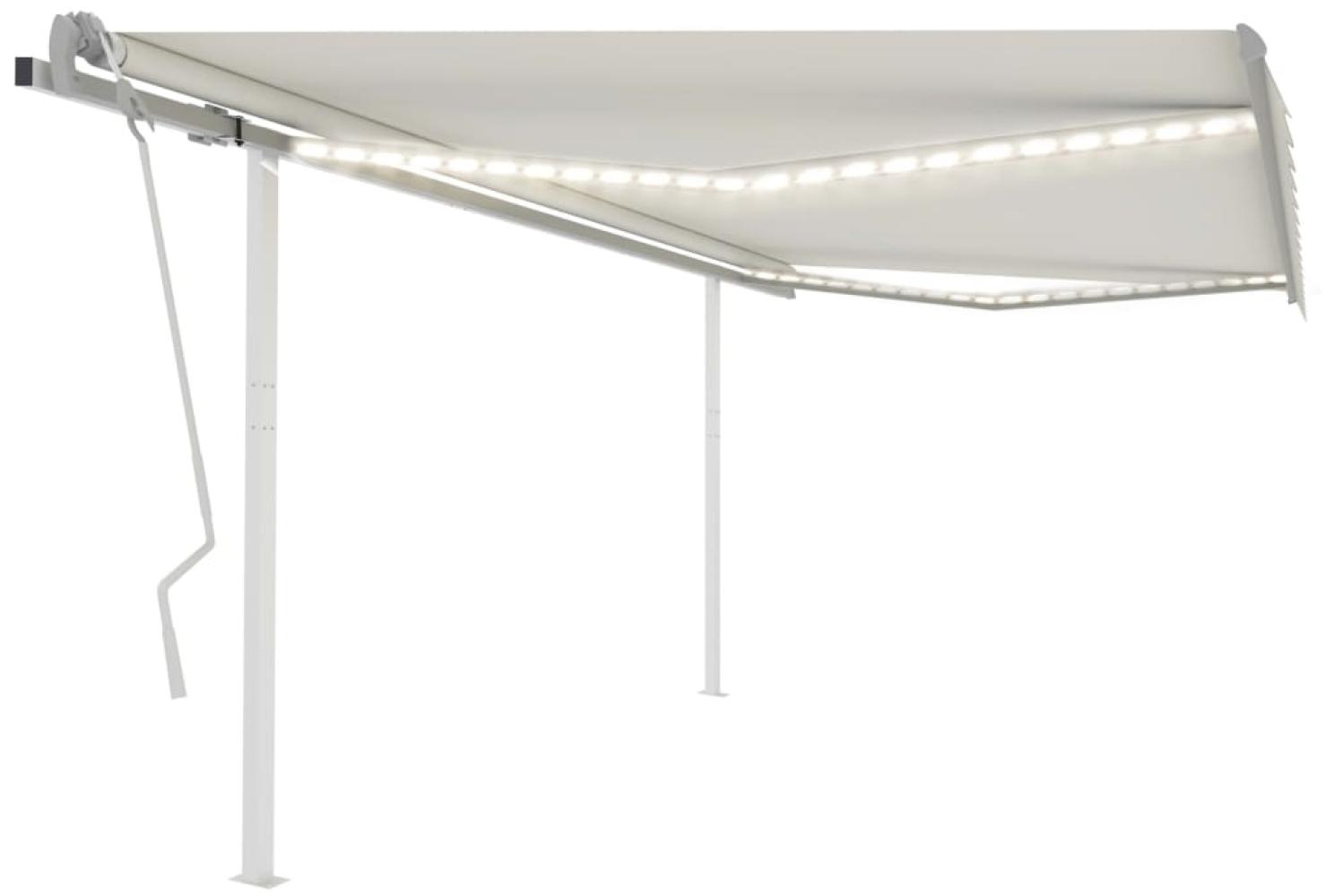 vidaXL Markise Manuell Einziehbar mit LED 4,5x3,5 m Creme 3070042 Bild 1