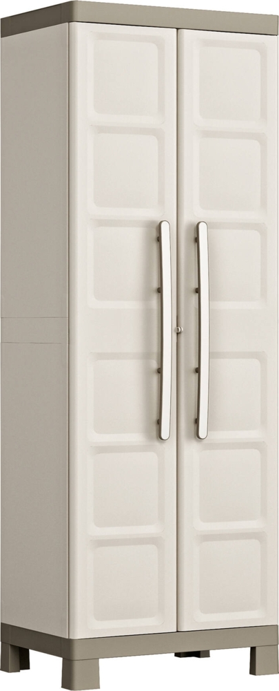 Dmora Gartenschrank Strathmore, Gartenmöbel, Mehrzweck-Gartenschrank, Container für Balkon oder Garage, Made in Italy, 65x45 h182 cm, Sand Bild 1