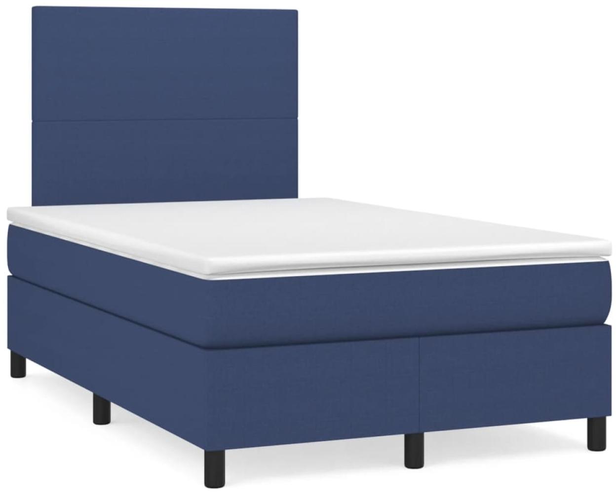 vidaXL Boxspringbett mit Matratze & LED Blau 120x190 cm Stoff 3270189 Bild 1