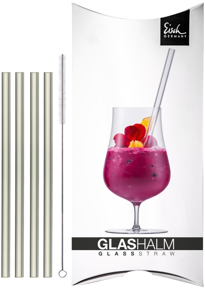 Eisch Gentleman Glashalm Set kurz 4 Glashalme + Bürste Bild 1