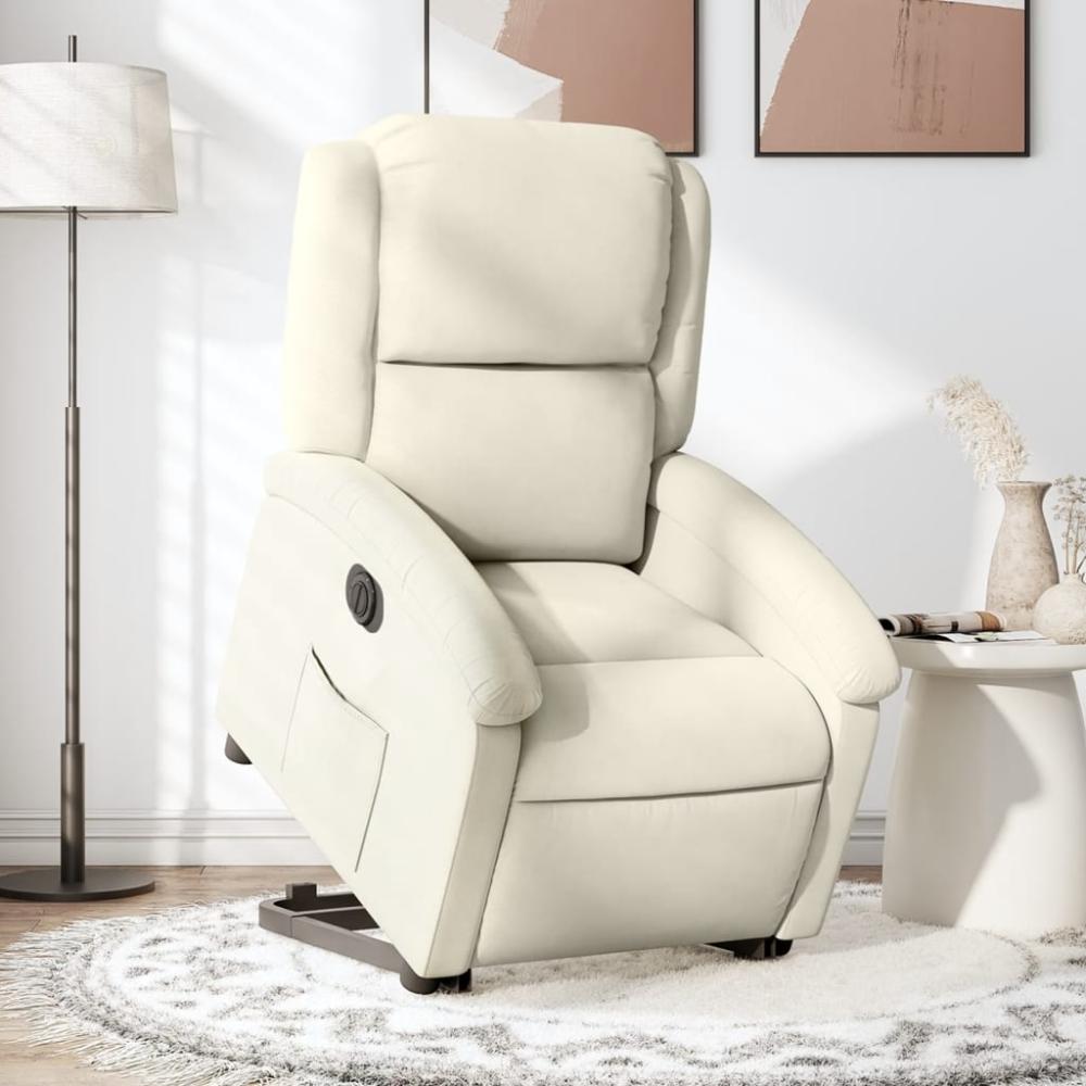 vidaXL Relaxsessel mit Aufstehhilfe Elektrisch Creme Samt 3204331 Bild 1