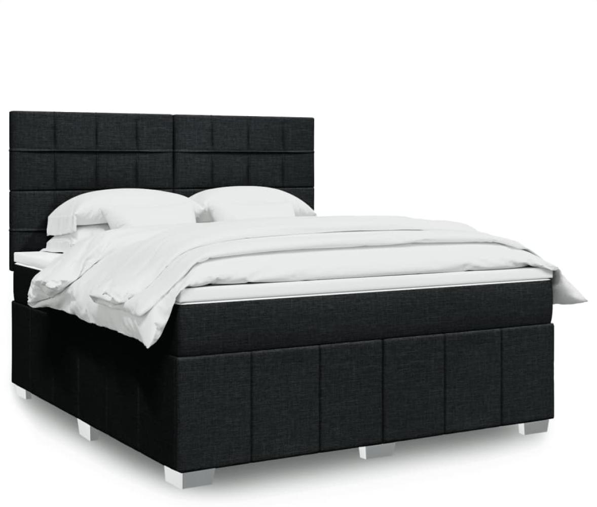 vidaXL Boxspringbett mit Matratze Schwarz 180x200 cm Stoff 3294049 Bild 1