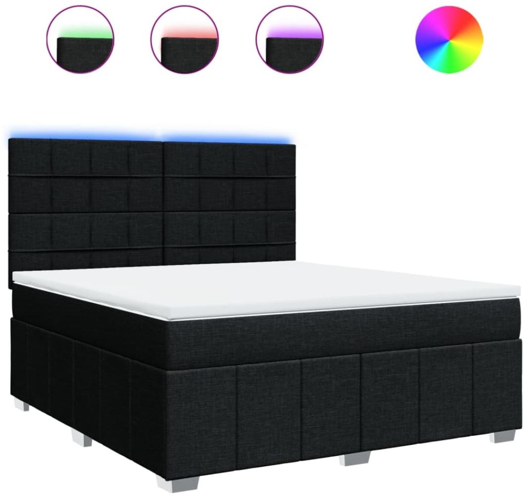 vidaXL Boxspringbett mit Matratze Schwarz 180x200 cm Stoff 3294049 Bild 1
