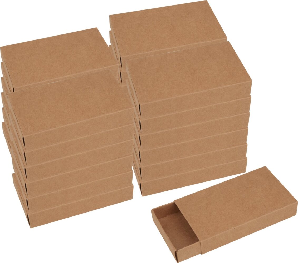 VBS Aufbewahrungsbox Streichholzschachteln, XL Kraftpapier blanko 11 cm x 6,5 cm x 2 cm 24er-Pack Bild 1