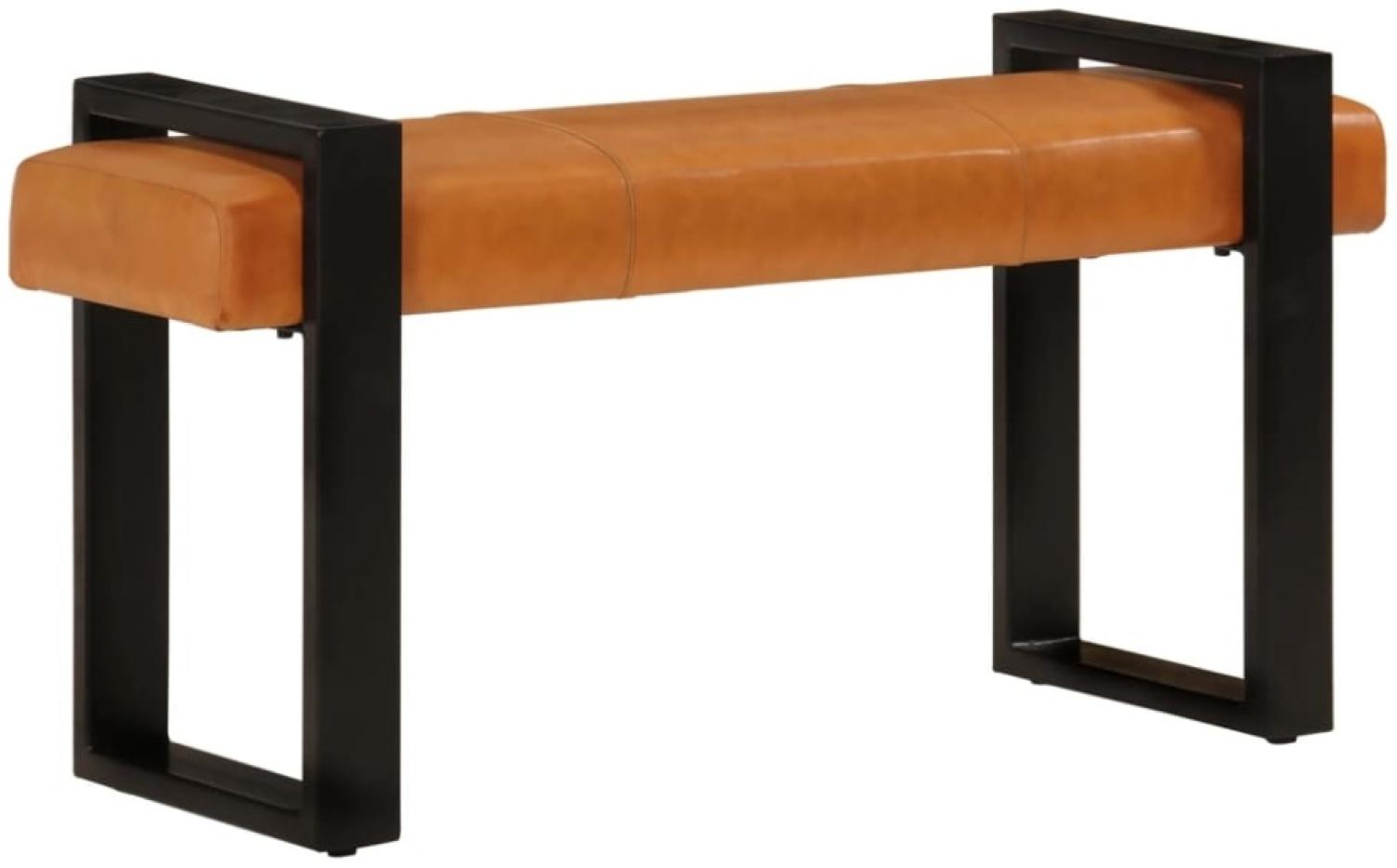 vidaXL Sitzbank Schwarz und Braun 110 cm Echtes Ziegenleder 342210 Bild 1