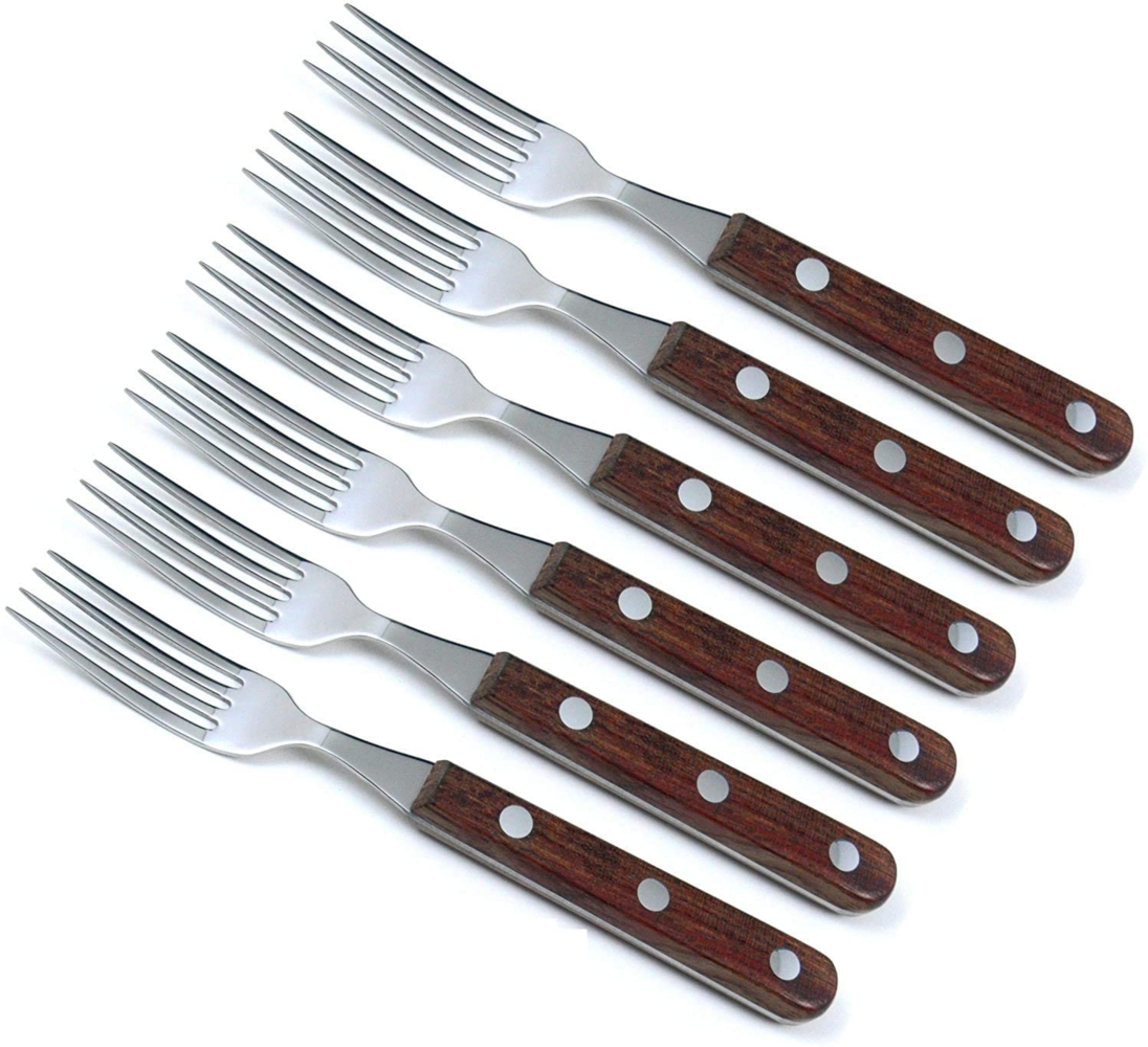 6 Stück Brotzeitgabel Bubinga # 82 00 06 Marsvogel Solingen Menügabel Bild 1