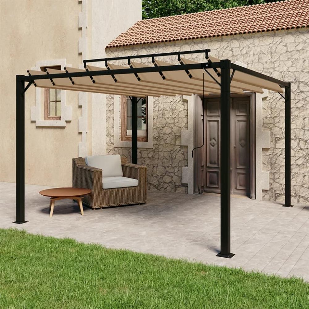 vidaXL Pergola mit Lamellendach 3x3 m Taupe Stoff und Aluminium 313925 Bild 1