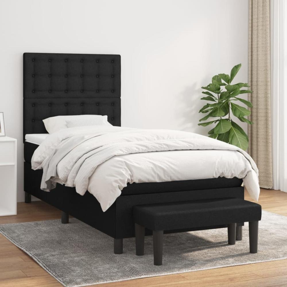 vidaXL Boxspringbett mit Matratze Schwarz 90x190 cm Stoff 3136879 Bild 1