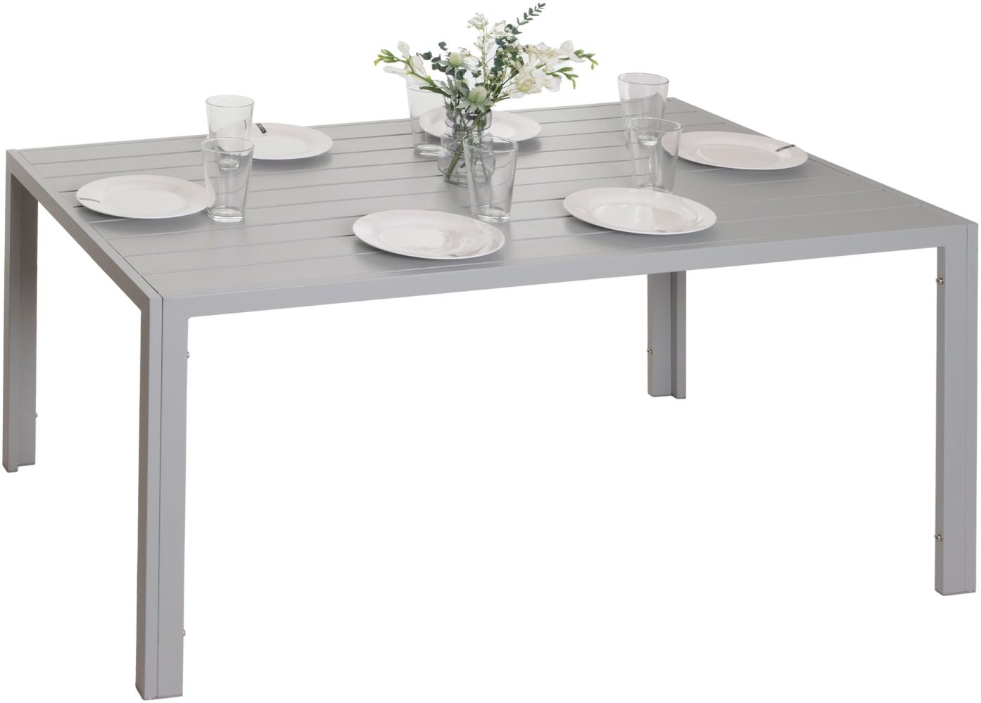 Alu-Esstisch HWC-N40, Tisch Bistrotisch Gartentisch Balkontisch, wetterfest 140x80cm ~ hellgrau Bild 1