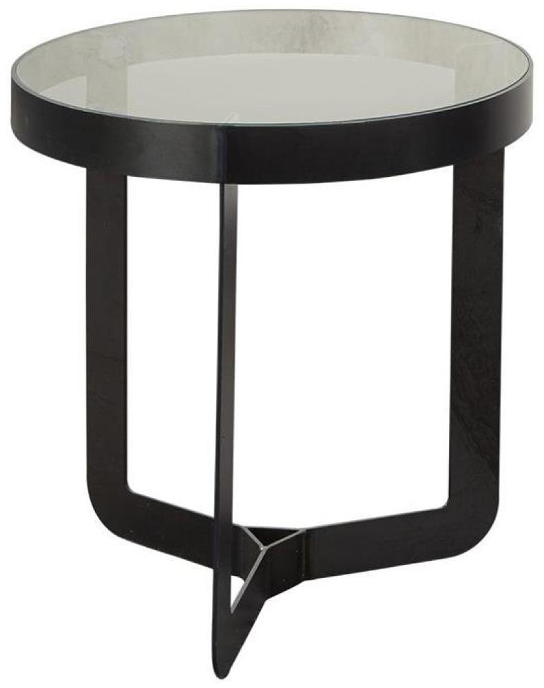 SPINDER Douglas Beistelltisch Platte Glas Rahmen Stahl Schwarz ø46x50 cm Bild 1