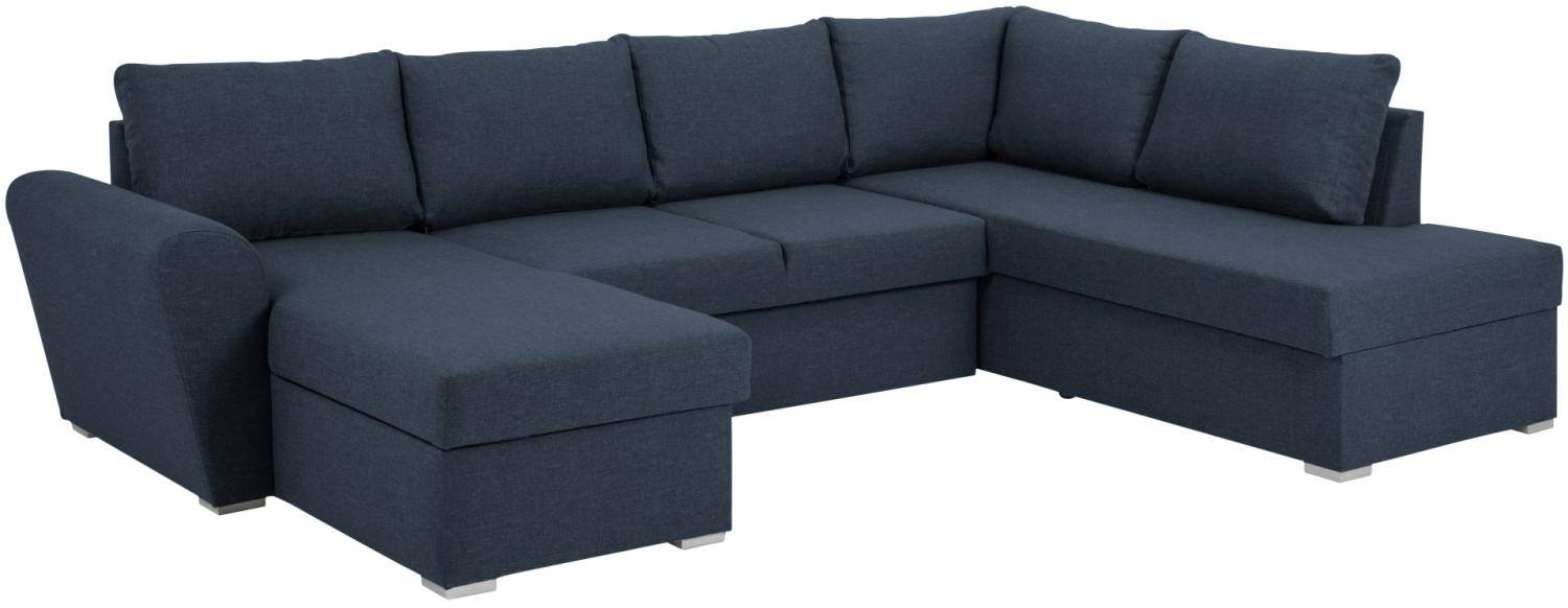 Stefan Sofa Couch Schlafsofa Garnitur Chaiselongs Garnitur Wohnlandschaft blau Bild 1