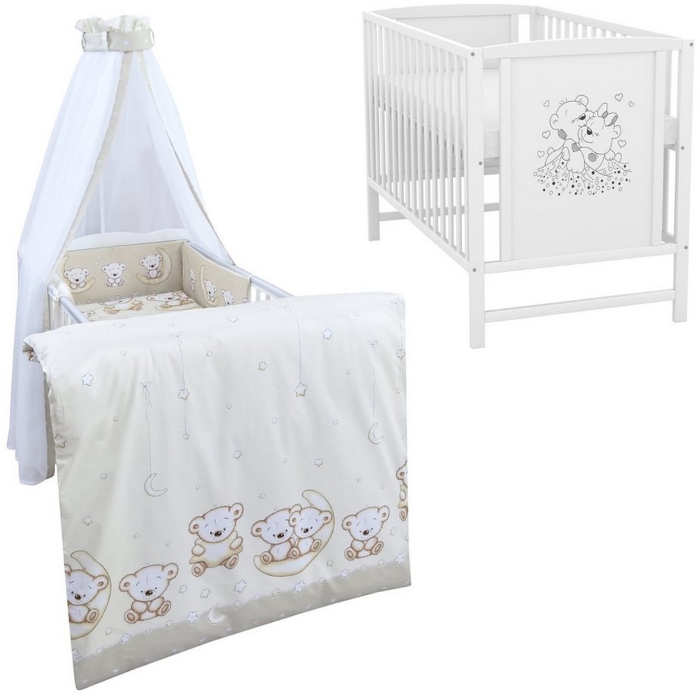 Baby-Delux Komplettbett Babybett Mia Komplettset, 10-tlg, Kinderbett 60x120 cm weiß, Bettset verschiedene Designs Bild 1