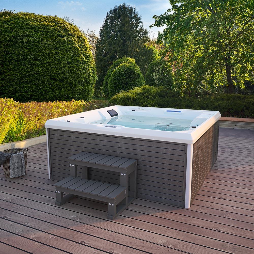 HOME DELUXE Outdoor Whirlpool mit Treppe und Thermoabdeckung STREAM BIG - 207 x 207 cm für 5 Personen Bild 1