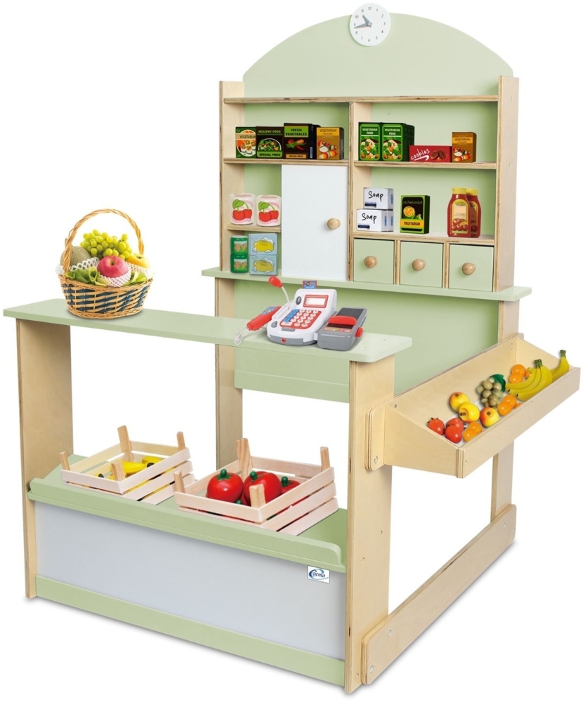 Coemo 'Lilly' Kaufmannsladen, Kinderkaufladen aus Holz, mintgrün, 83 x 113 x 75 cm Bild 1