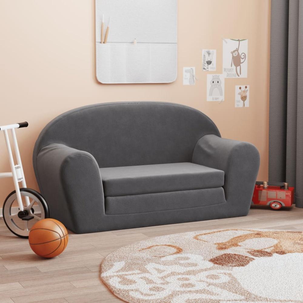 vidaXL Kinder-Schlafsofa 2-Sitzer Anthrazit Weicher Plüsch 357000 Bild 1