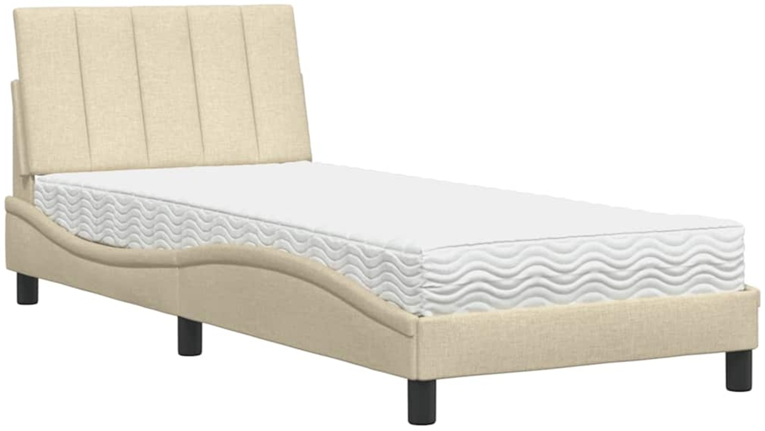 vidaXL Bett mit Matratze "Hanko" Creme 80x200 cm Stoff 3310494 Bild 1