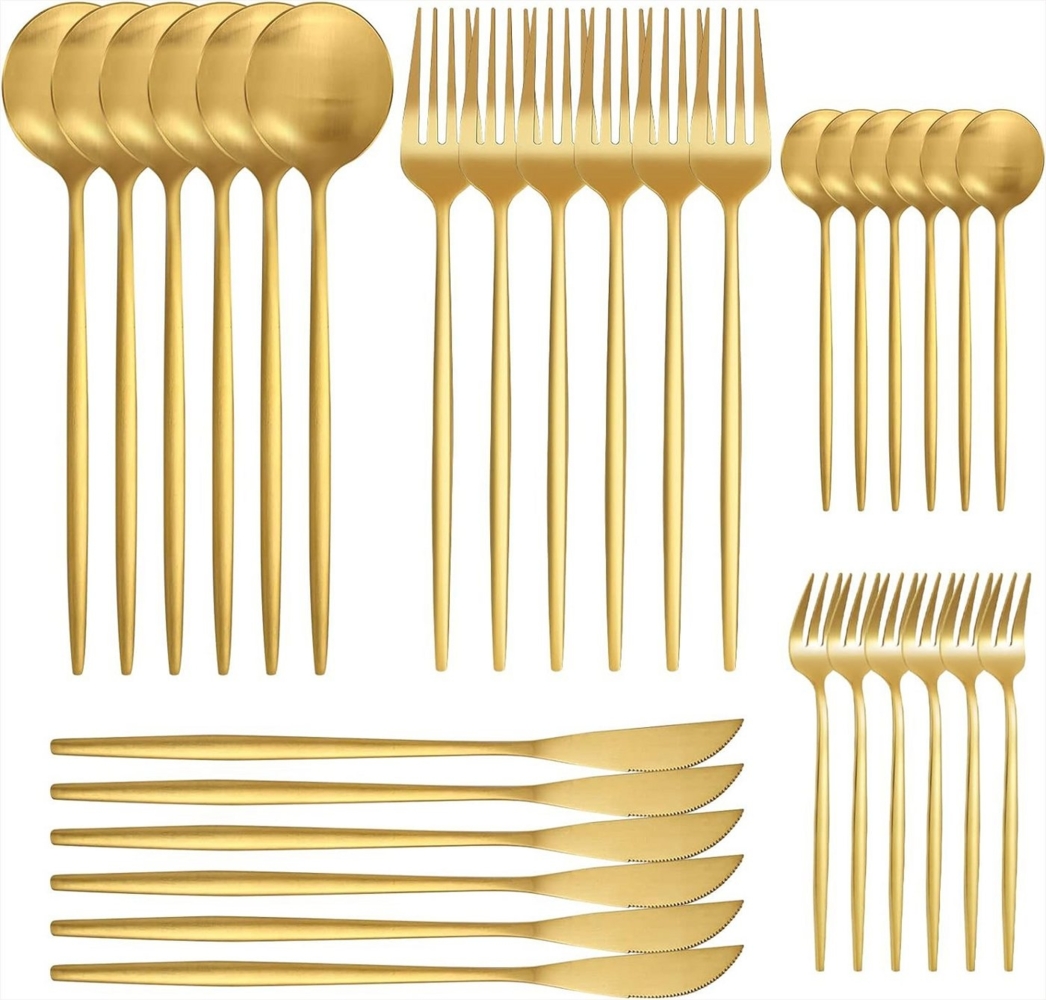 KingLux Besteck-Set 60tlg. Edelstahl Besteck Messer Gabel Löffel Utensilien Set (60-tlg), 12 Personen, Edelstahl Bild 1