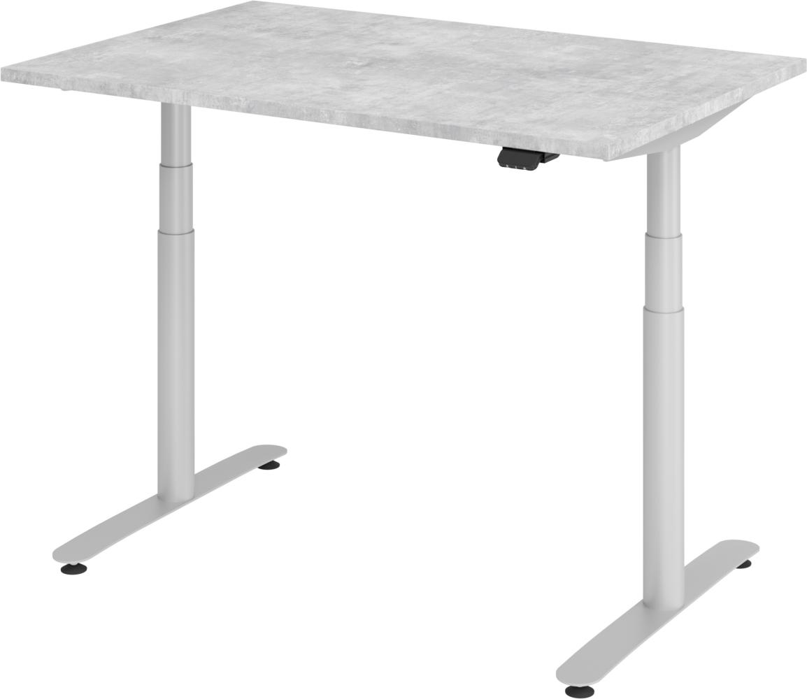 bümö® smarter Schreibtisch Serie-XDLR elektrisch höhenverstellbar mit App-Steuerung 120 x 80 cm in Beton / Silber Bild 1