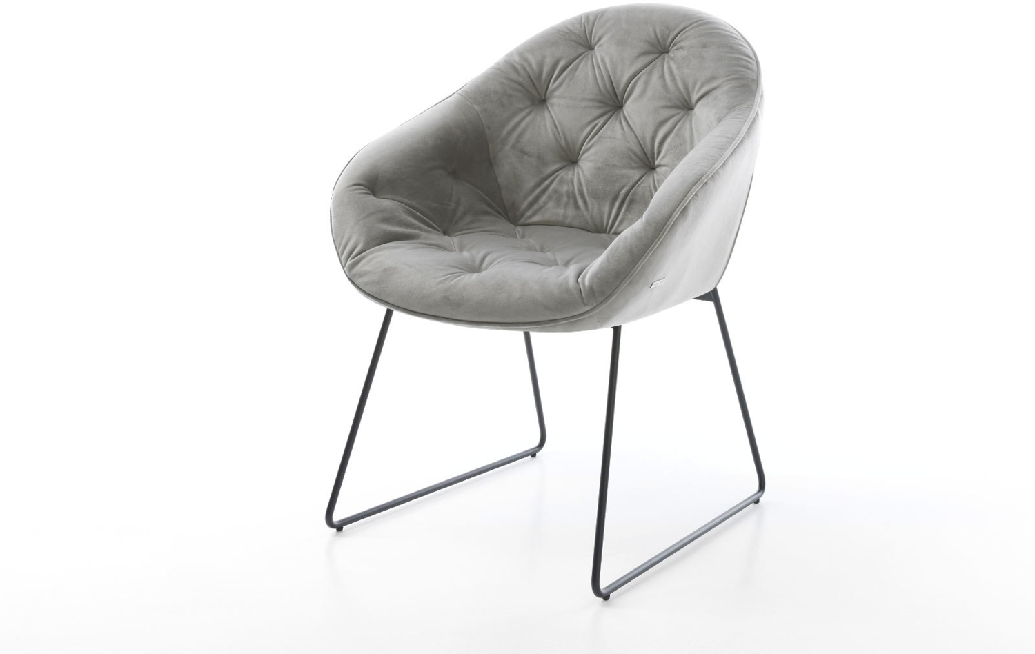 Esszimmerstuhl Gaio-Flex Samt Grau Kufengestell Schwarz Bild 1