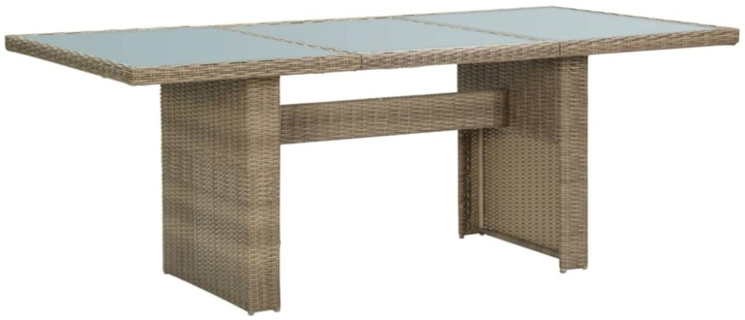 Garten-Esstisch Braun 200 x 100 x 74 cm Glas und Poly Rattan Bild 1