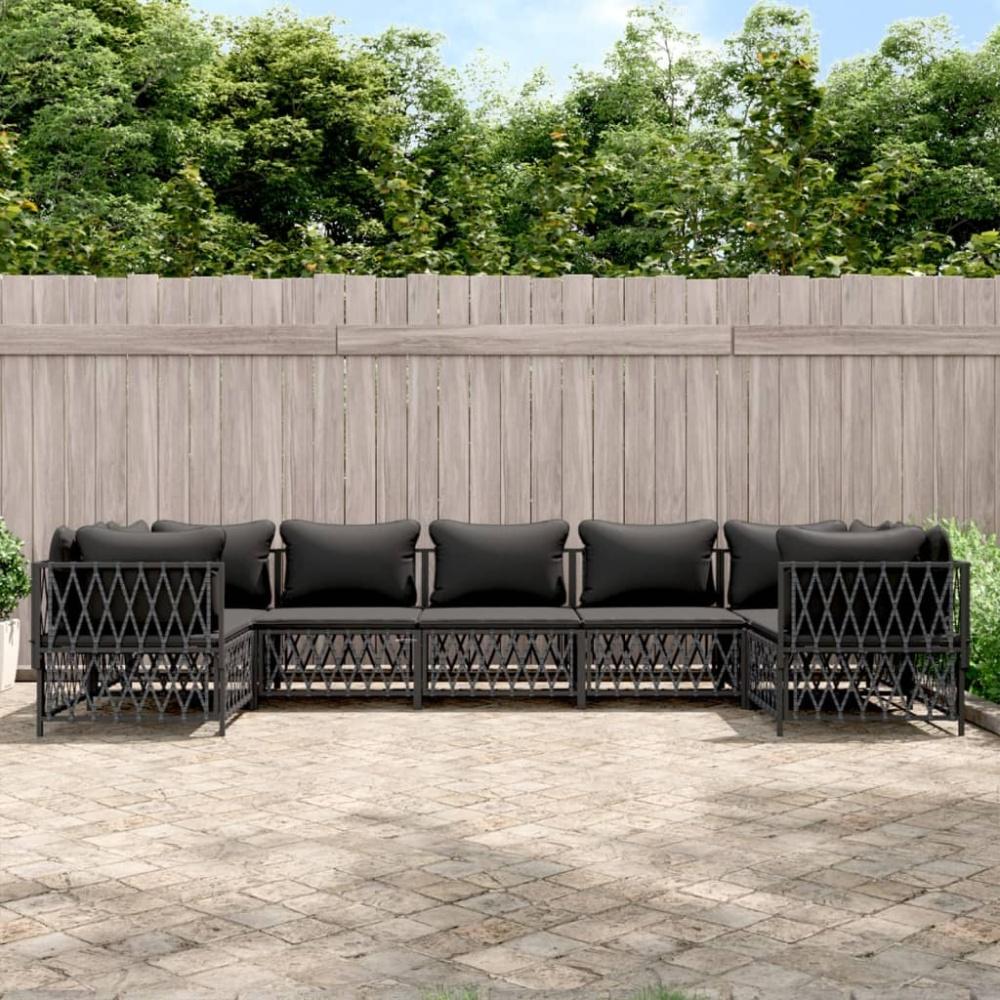 vidaXL 7-tlg. Garten-Lounge-Set mit Kissen Anthrazit Stahl 3186923 Bild 1