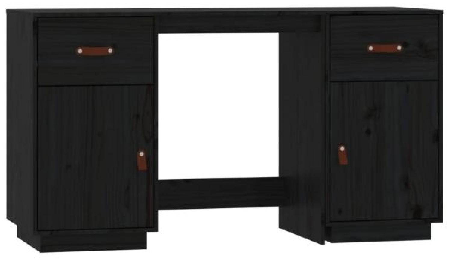 vidaXL Schreibtisch mit Schränken Schwarz 135x50x75 cm Massivholz 3107848 Bild 1
