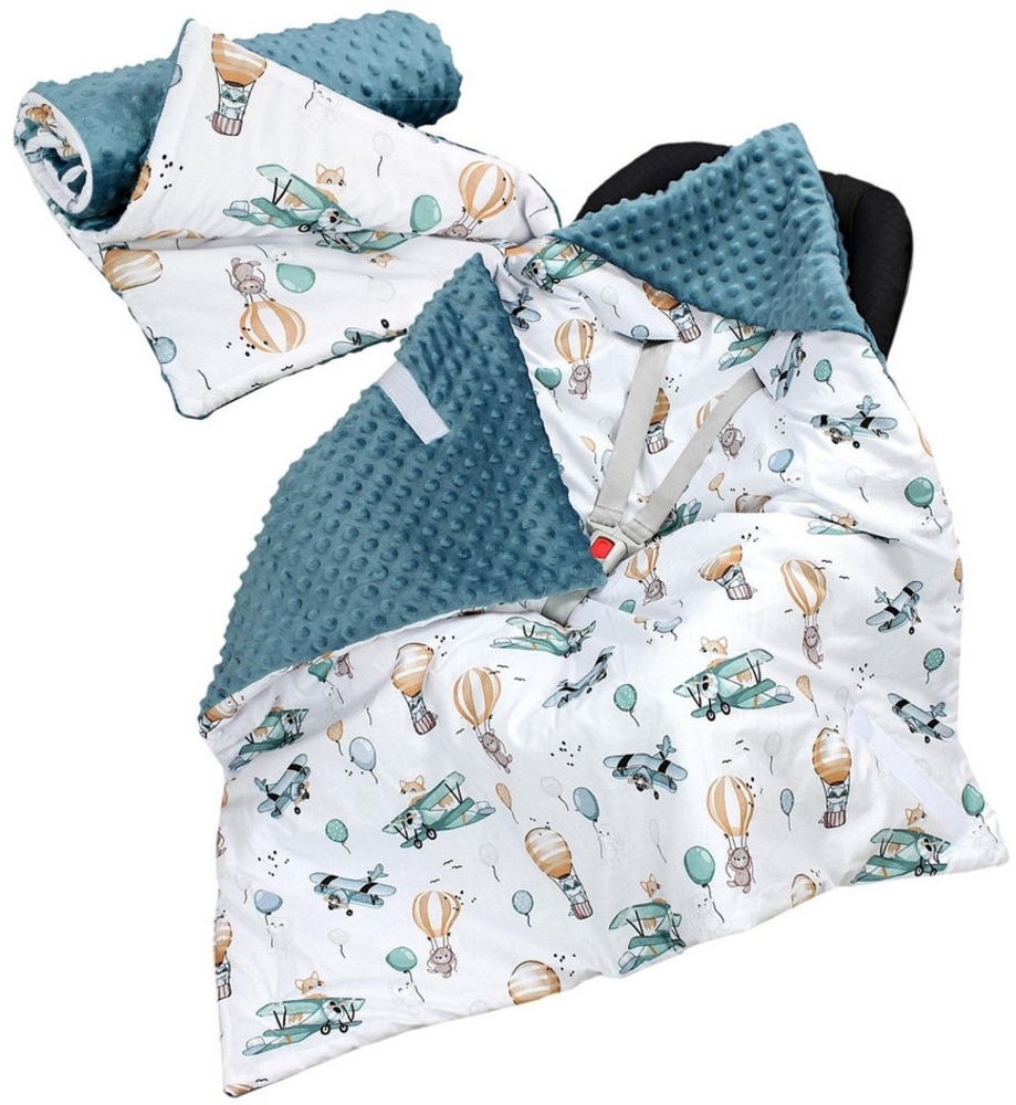 Einschlagdecke 2er SET Baby Einschlagdecke 85x85 für Autositz Babyschale Decke Minky, TupTam Bild 1