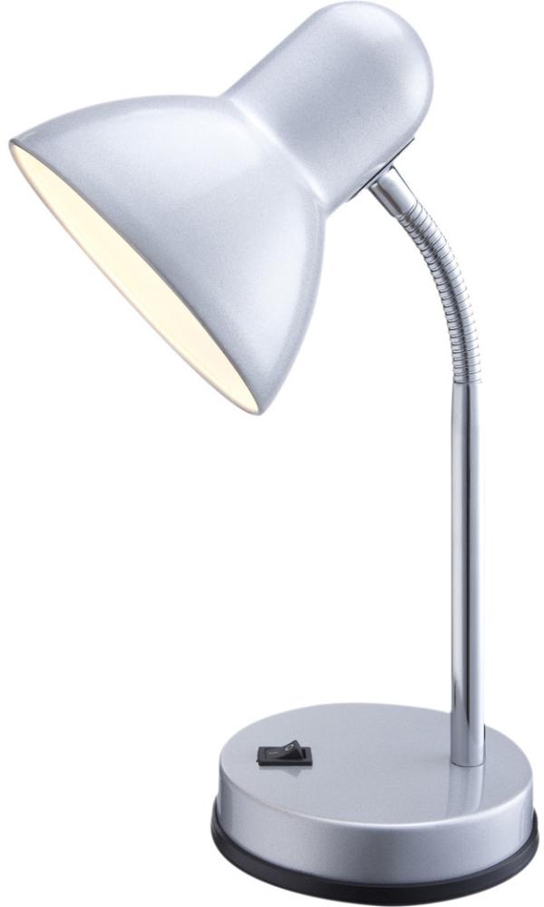 Schreibtischlampe / Tischleuchte Silber mit LED, Flexrohr Bild 1