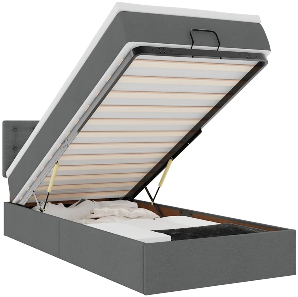 vidaXL Ottoman-Bett mit Matratze Dunkelgrau 80x200 cm Stoff 3311581 Bild 1