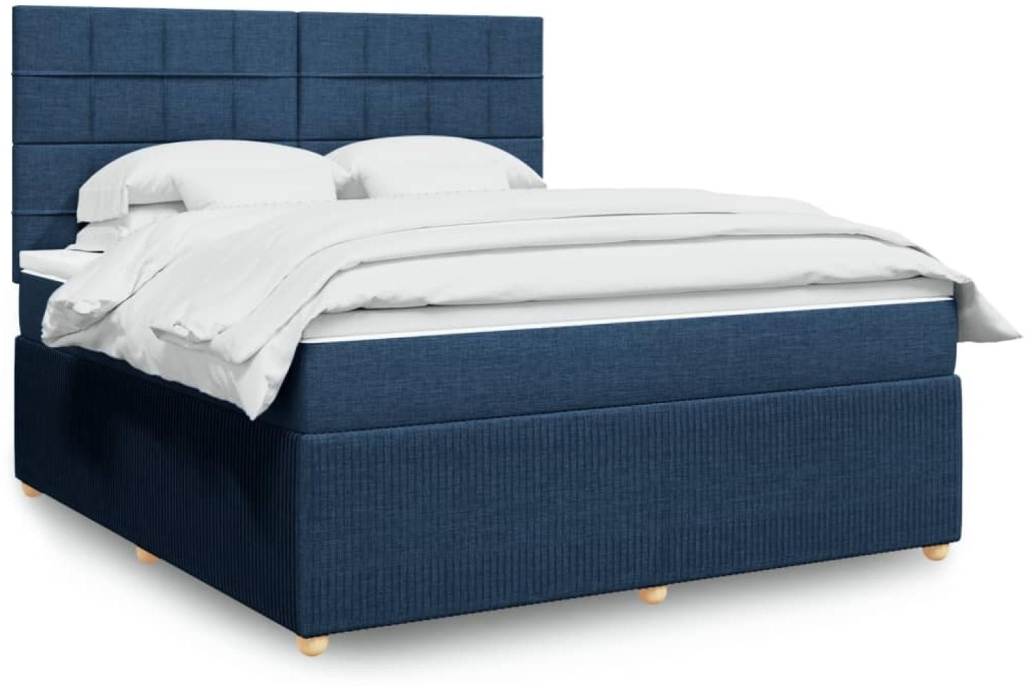 vidaXL Boxspringbett mit Matratze Blau 180x200 cm Stoff 3294441 Bild 1