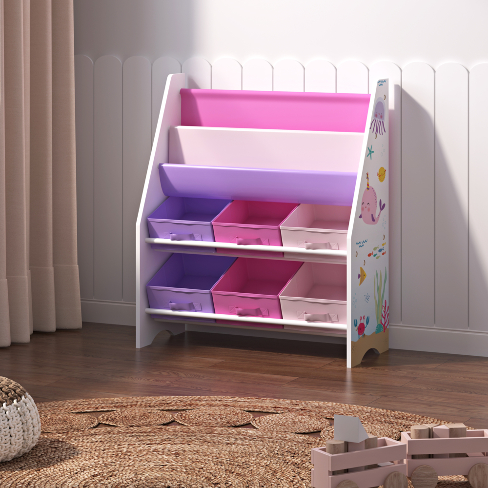 Kinderregal Ponteceso Ozean-Motiv Weiß/Rosa/Lila [en. casa] Bild 1