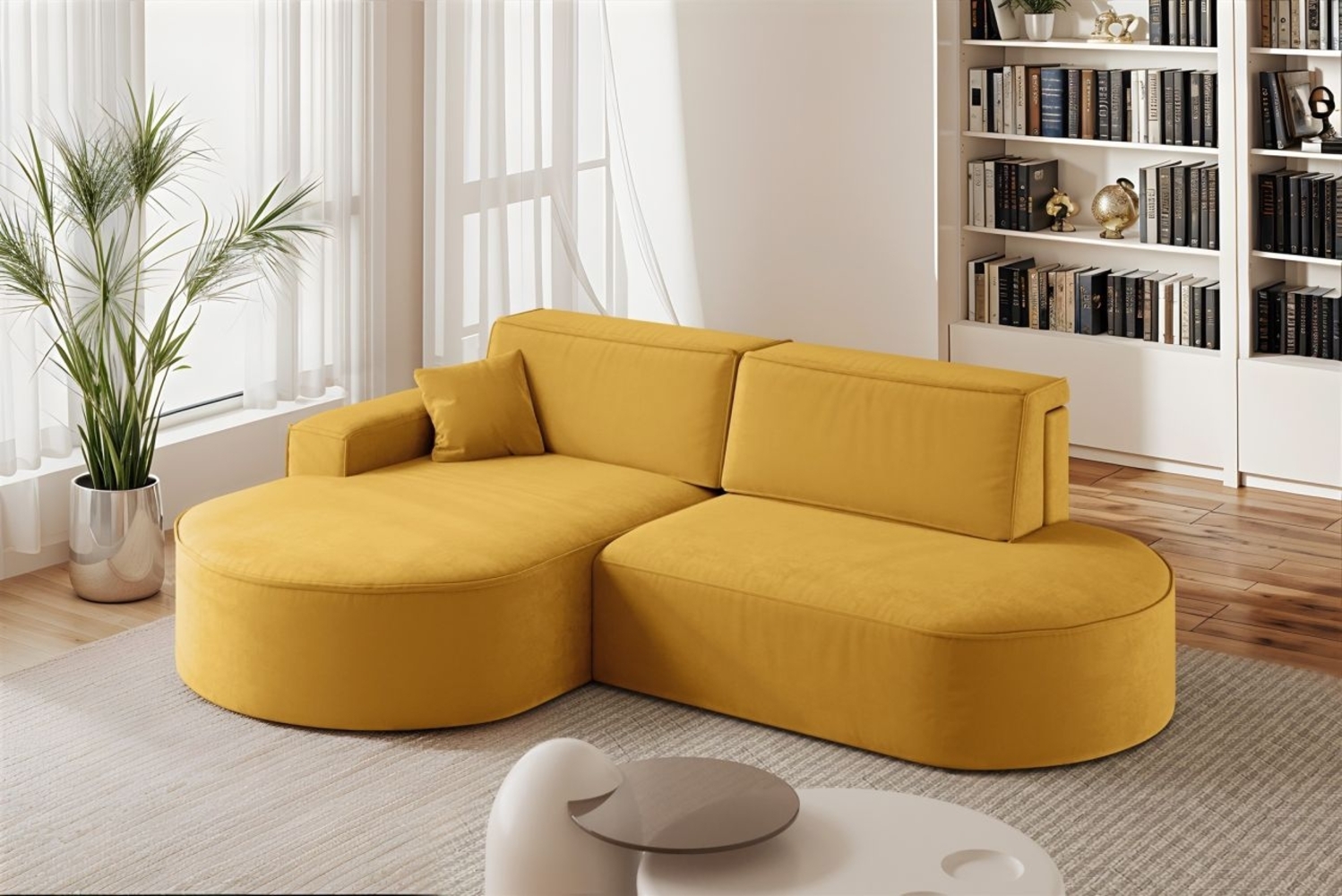 Ecksofa Schlafsofa Sofa VENEDIG Stoff Salvador Honiggelb Ottomane Links Bild 1