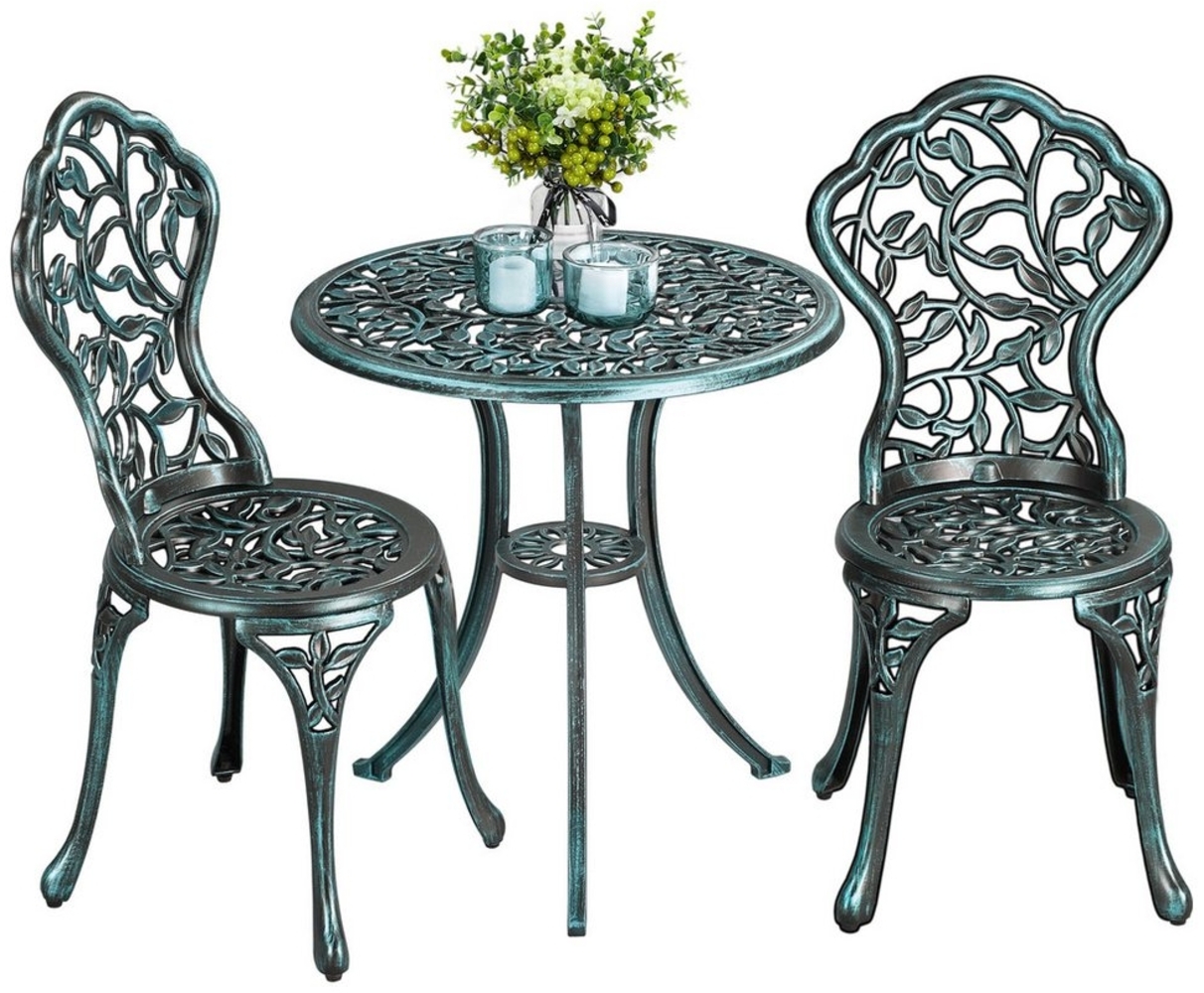 Yaheetech Sitzgruppe, 3 TLG. Gartenmöbel-Set Bistroset aus Metall für 2 Personen Bild 1