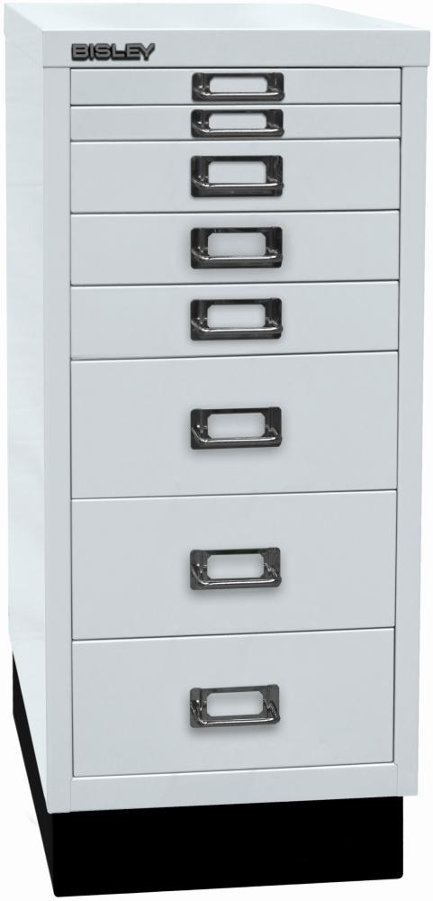 Bisley MultiDrawer™, 29er Serie mit Sockel, DIN A4, 8 Schubladen, Farbe lichtgrau Bild 1