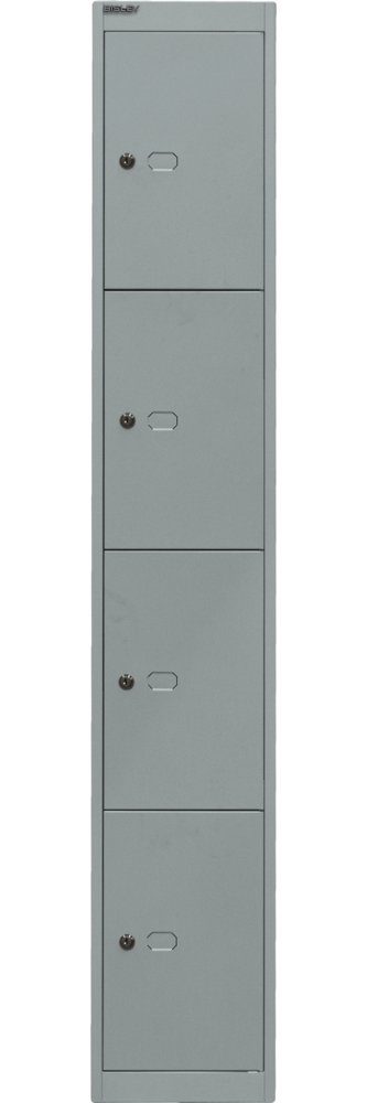 Bisley Schließfachschrank Office, 1 Abteil, 4 Fächer, T 457 mm, Farbe silber Bild 1